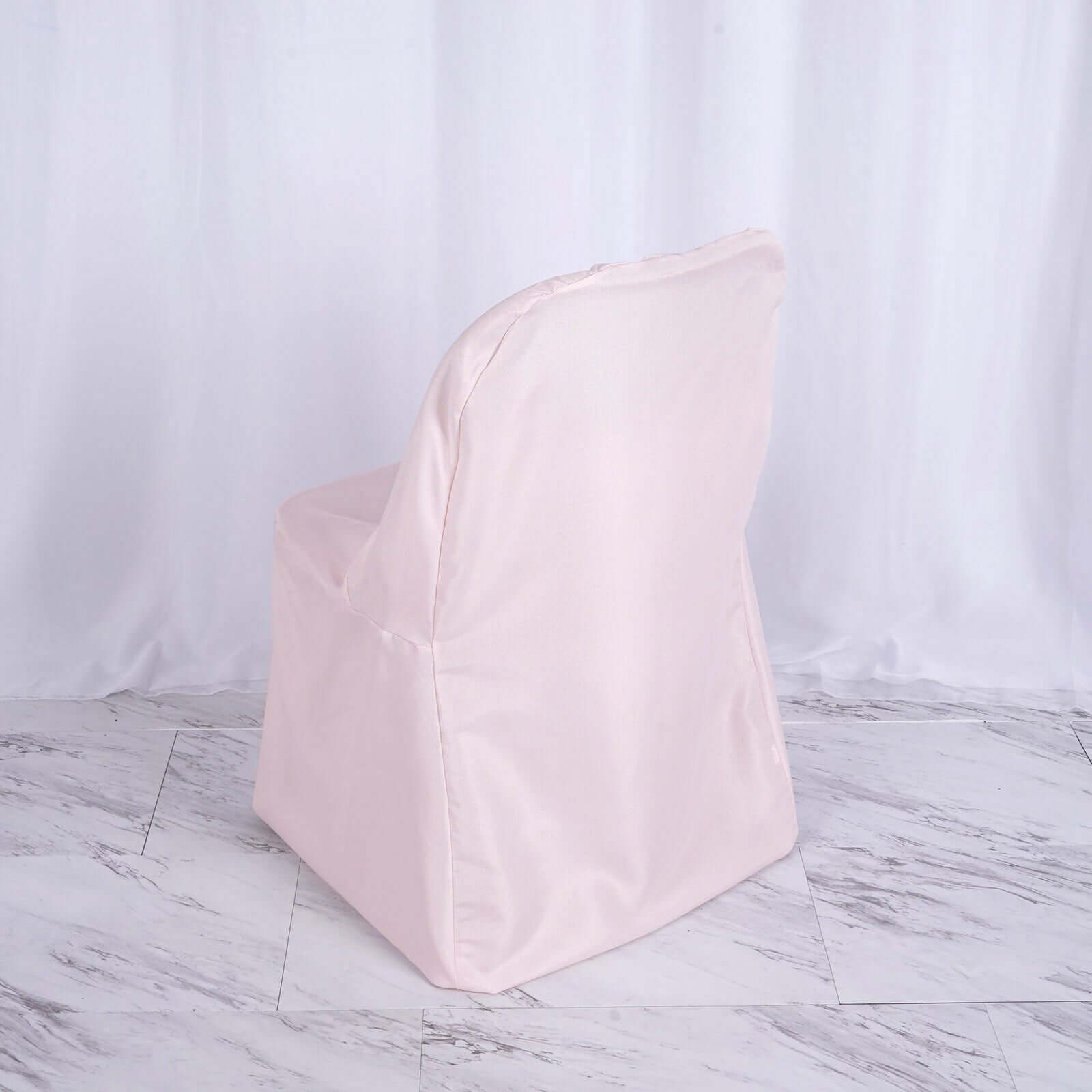 Polyester Slip On Folding Chair Covers Blush - Stain-Resistant Reusable Durable Fabric