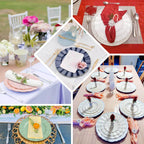 10-Pack Plastic 9" Round Dinner Plates in Dusty Rose Ruffled Rim with Gold Edging - Sturdy Disposable Dinnerware