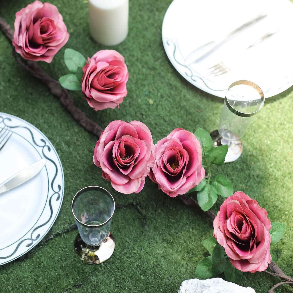 6ft Dusty Rose Artificial Silk Rose Hanging Flower Garland Faux Vine