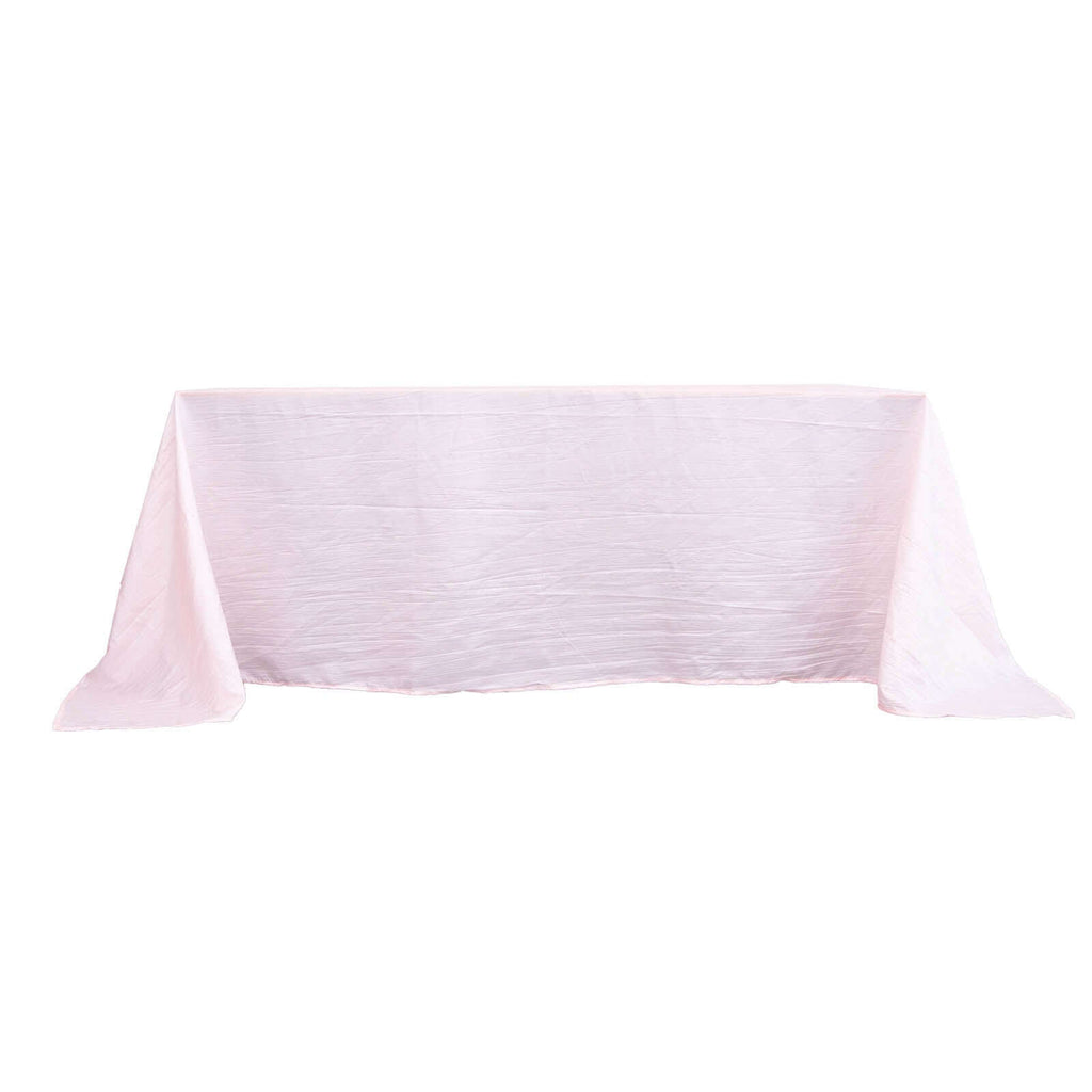 Taffeta 90"x132" Rectangle Tablecloth Blush - Seamless Accordion Crinkle Table Cover