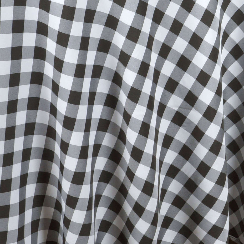 Polyester 90" Round Tablecloth White/Black - Checkered Buffalo Plaid Design for Casual Occasions