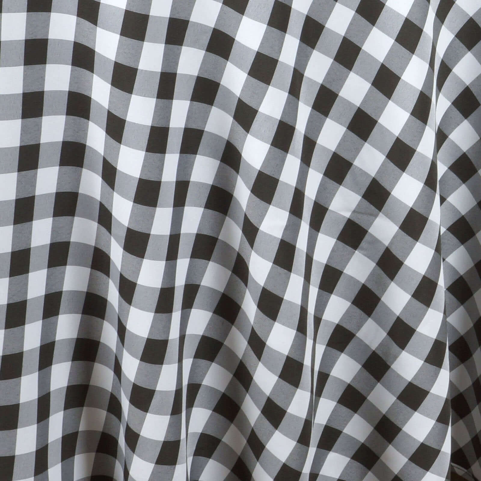 Polyester 90" Round Tablecloth White/Black - Checkered Buffalo Plaid Design for Casual Occasions