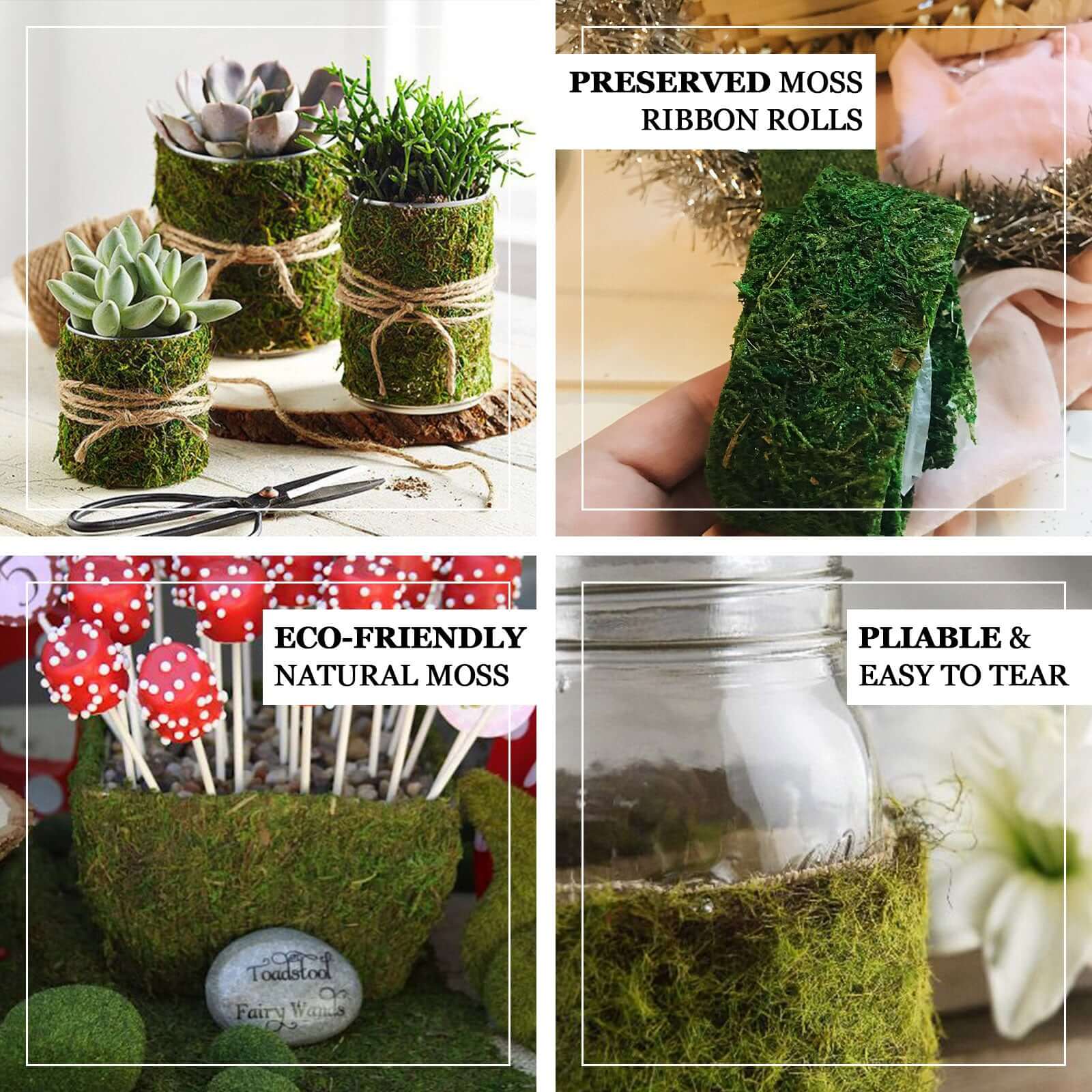 4ft 5" Wide Green Preserved Moss Ribbon Roll, DIY Craft Ribbon