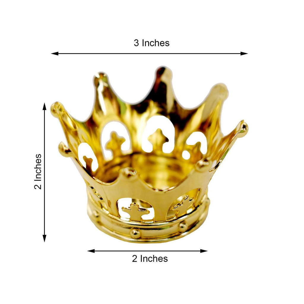 12-Pack Fillable Mini Crown Candy Container Gold - Regal Baby Shower Candy Treat Favor Containers 3"