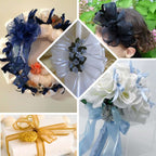 25 Yards 1.5" Navy Blue Sheer Organza Ribbon With Satin Edges