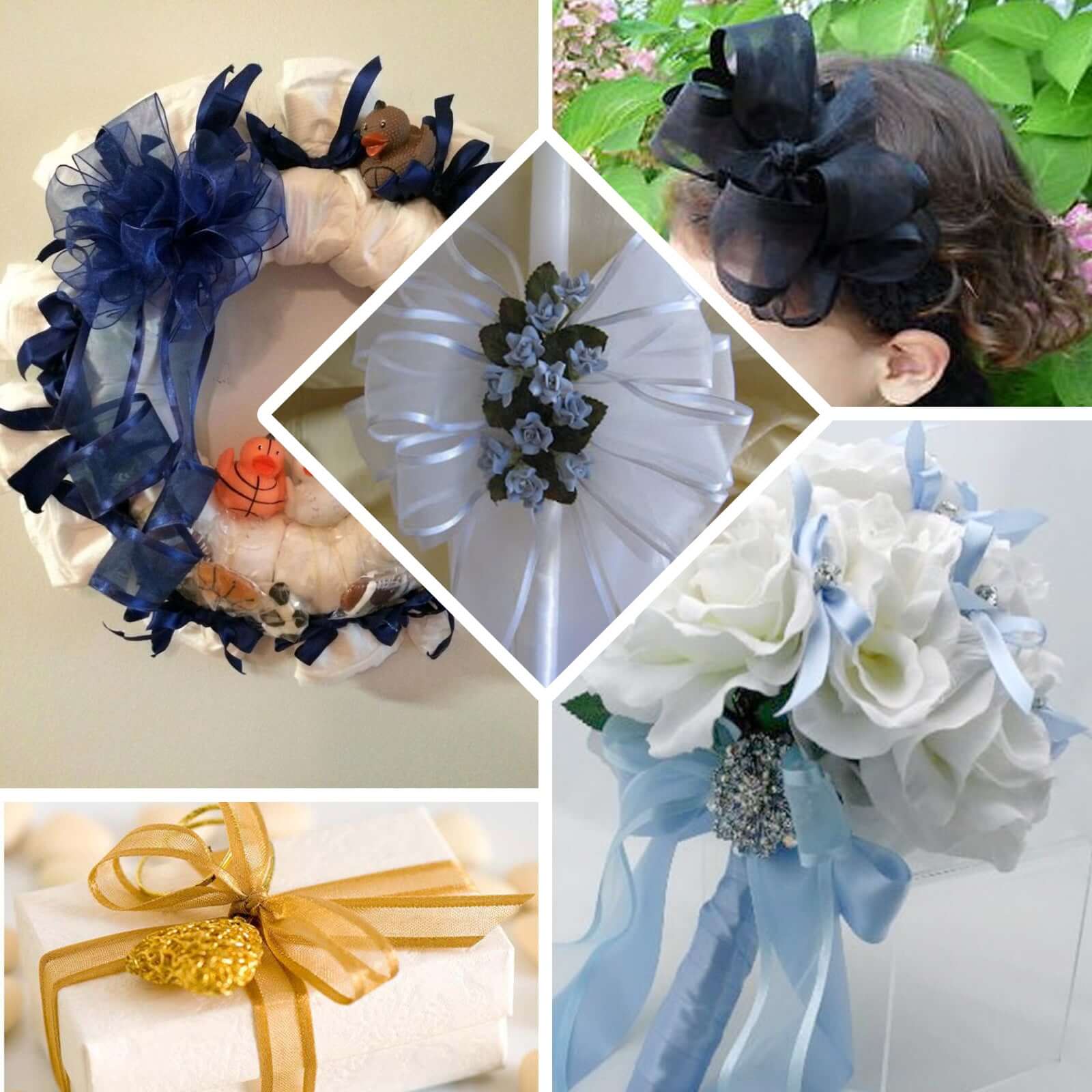 25 Yards 1.5" Navy Blue Sheer Organza Ribbon With Satin Edges