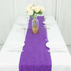 Taffeta 12"x108" Table Runner Purple - Accordion Crinkle Design
