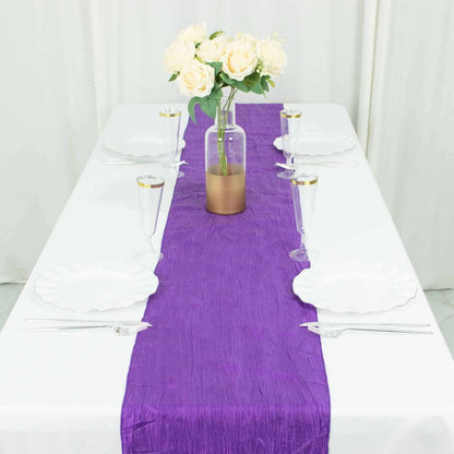 Taffeta 12"x108" Table Runner Purple - Accordion Crinkle Design