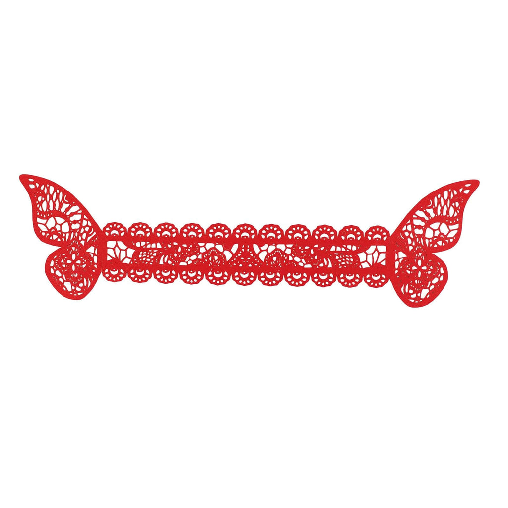 12-Pack Paper Napkin Rings Laser Cut Butterfly Red Shimmery - Decorative Serviette Holders