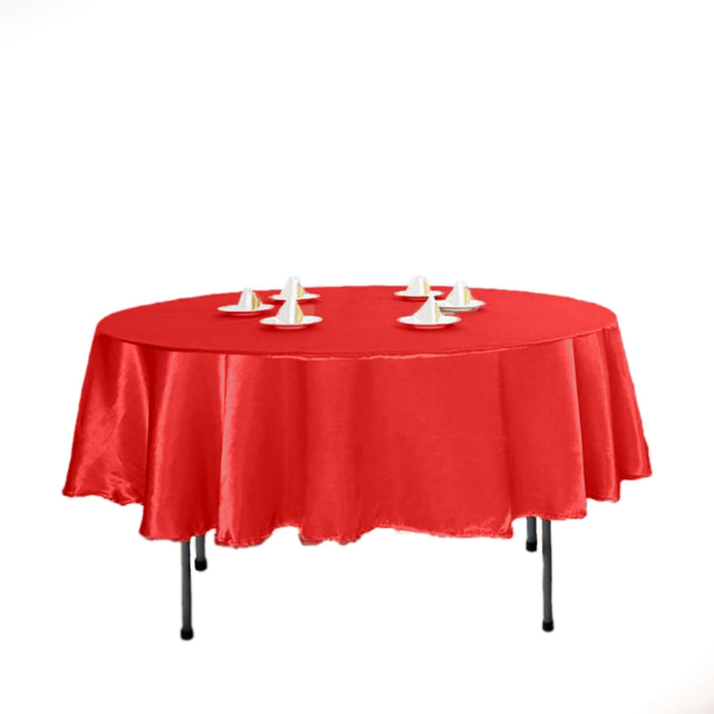 Satin 90" Round Tablecloth Red - Smooth and Lustrous Table Cover
