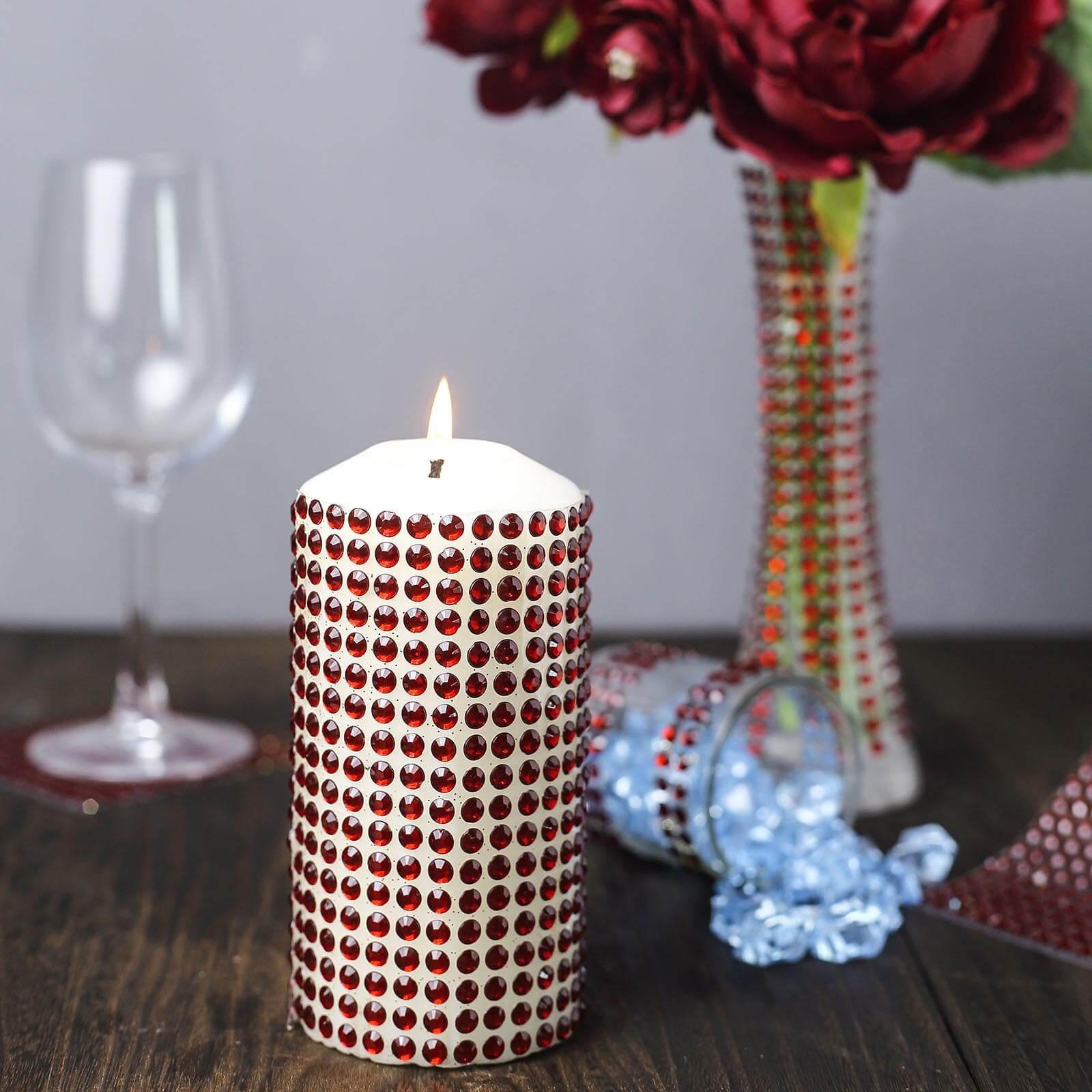 21â€x11" Red Self Adhesive Rhinestone Diamond Sticker Wrap Sheets, DIY Craft Gem Stickers