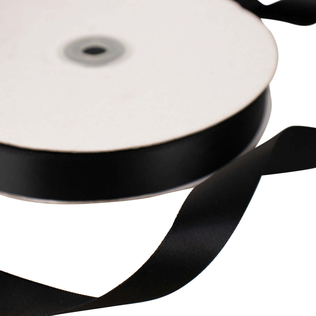 100 Yards 7/8" Black Single Face Decorative Satin Ribbon
