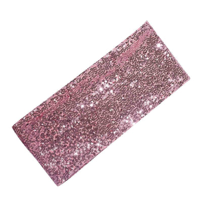 5 Pack Sequin Spandex Chair Sashes Rose Gold - Stretch Chair Bands 6"x15"