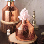 2-Pack Mercury Glass Vases Vessel Design Rose Gold - Stylish Flower Centerpieces for Events 8"