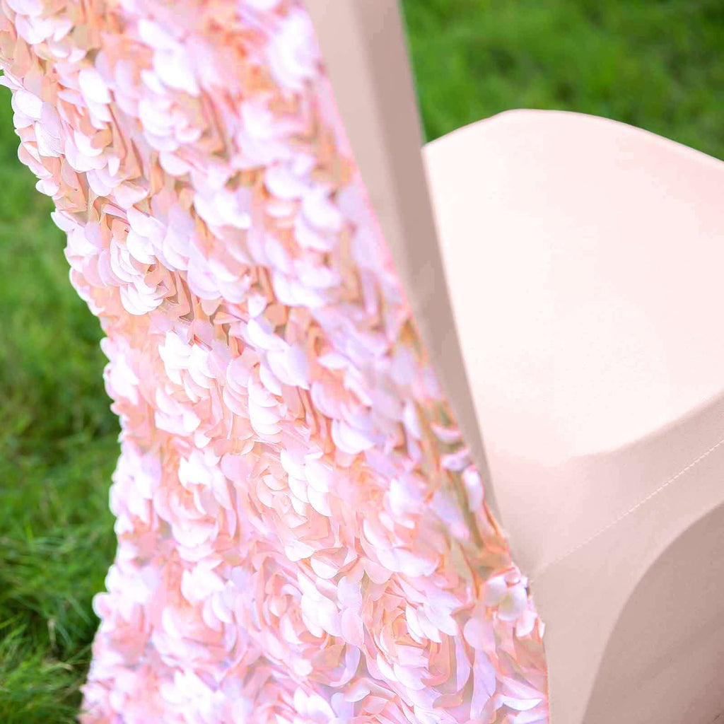 Satin Rosette Chair Cover for Banquet Chairs Blush - Stretch Fitted Slip-On Slipcover