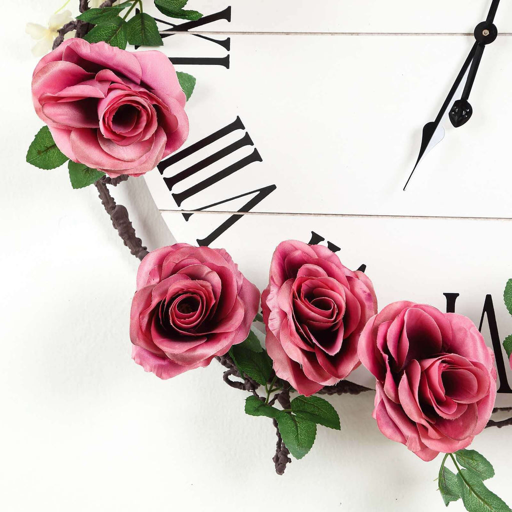 6ft Dusty Rose Artificial Silk Rose Hanging Flower Garland Faux Vine