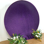 7.5ft Purple Metallic Shimmer Tinsel Spandex Round Wedding Arch Cover, 2-Sided Photo Backdrop
