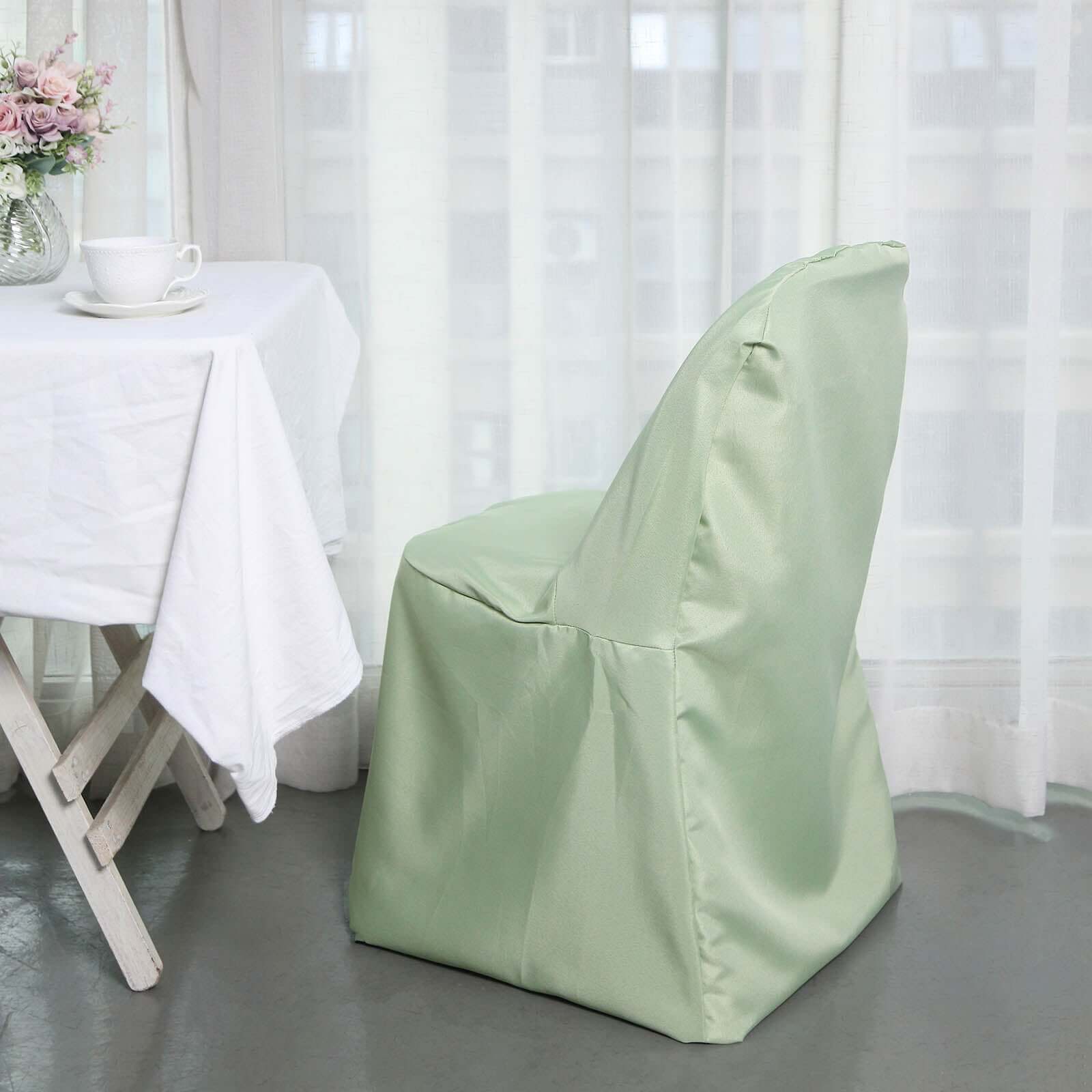 Polyester Slip On Folding Chair Covers Sage Green - Stain-Resistant Reusable Durable Fabric