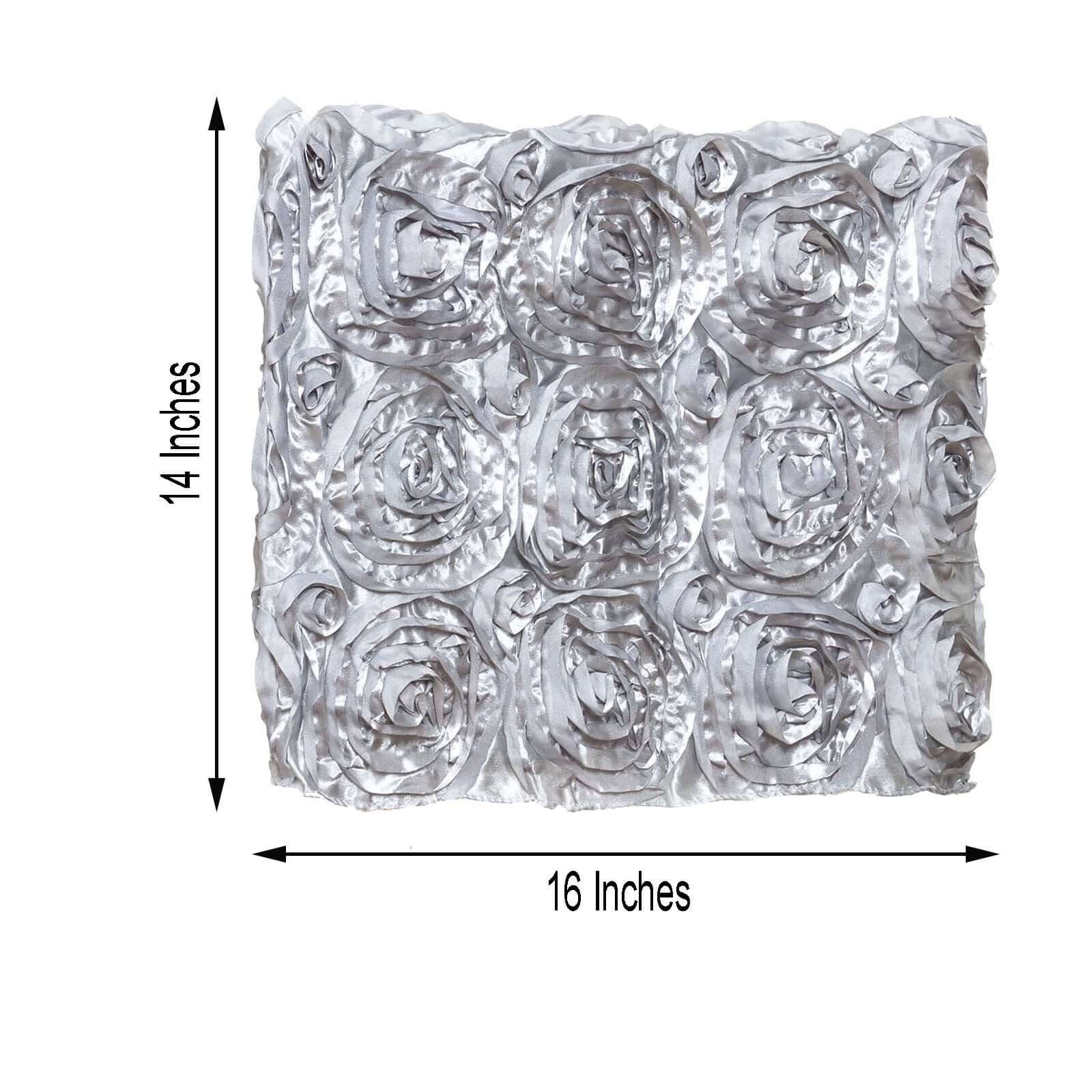 Satin 16" Chair Caps with Rosette Design for Chiavari Chairs Silver - Exquisite Chair Back Cover for Weddings & Parties