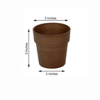 3-Pack Flower Plant Pots Small Design Rustic Brown - Plastic Indoor Decorative Planters 3"