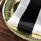 5 Pack Satin 20"x20" Napkins Black/White - Striped Reusable Dinner Napkins for Formal & Casual Dining