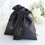 12 Pack 6"x9" Black Satin Drawstring Wedding Party Favor Gift Bags