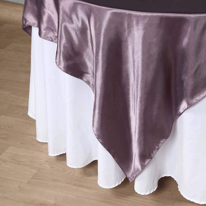 Satin 72"x72" Table Overlay Square Tablecloth Violet Amethyst - Smooth Finish Table Cover