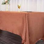 Satin Rectangular 60"x126" Tablecloth Terracotta (Rust) - Smooth and Lustrous Table Cover