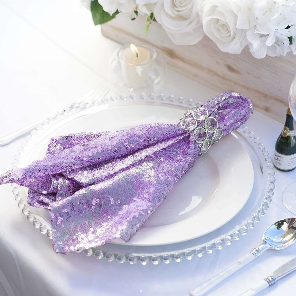 Sequin 20"x20" Napkin Lavender Lilac - Shimmering Dinner Napkin