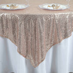 Sequin 90"x90" Table Overlay Square Tablecloth Blush - Sparkly Table Cover