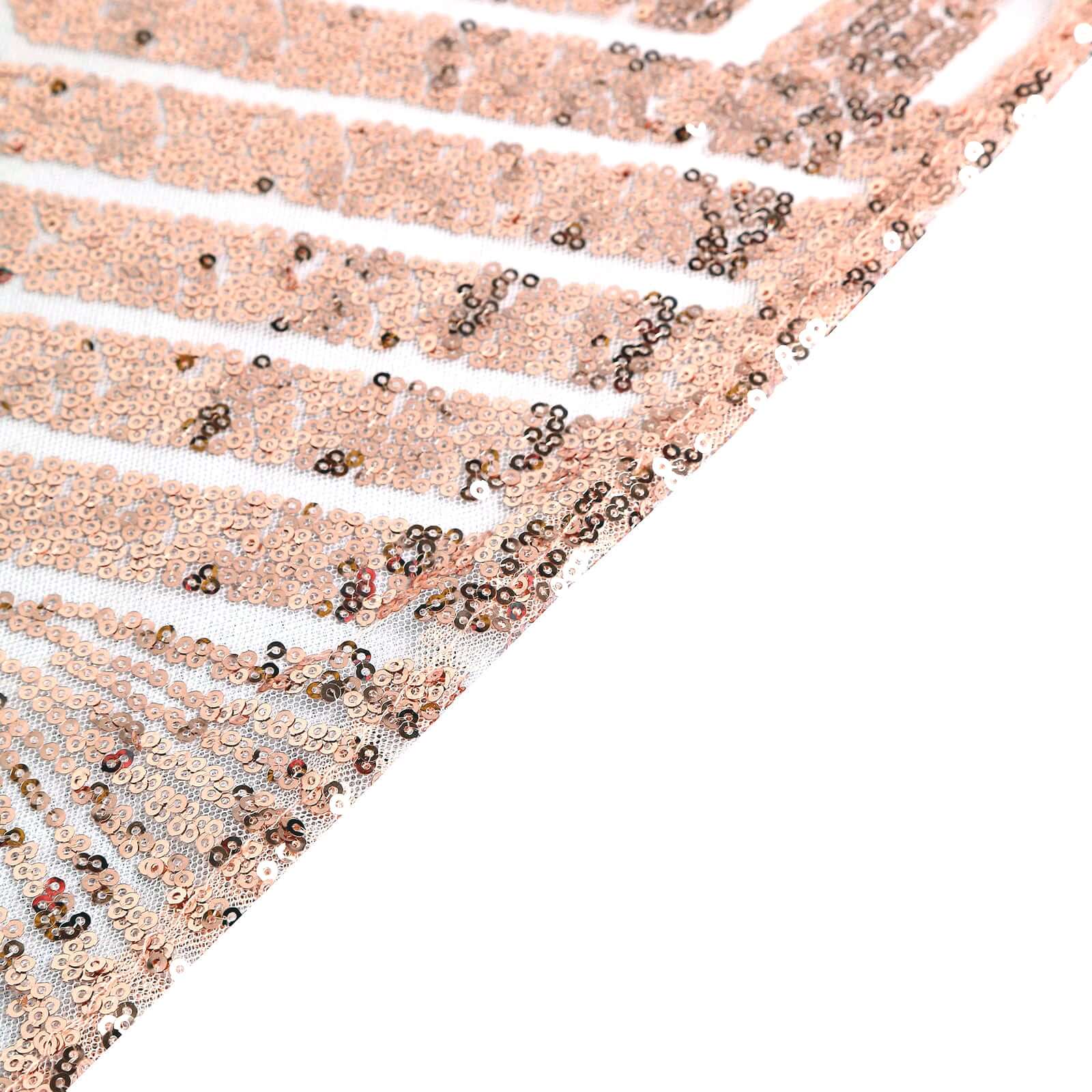 Sequin 12"x108" Table Runner Rose Gold - Diamond Glitz Design