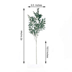 2 Bushes 42" Tall Frosted Green Artificial Silk Beech Leaf Branches, Faux Plant Stem Vase Fillers