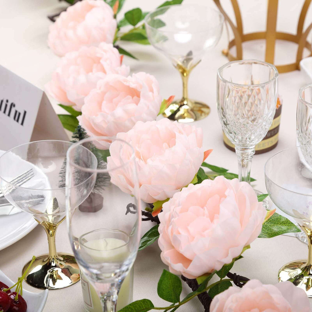 6ft Blush Artificial Silk Peony Hanging Flower Garland, Faux Vine