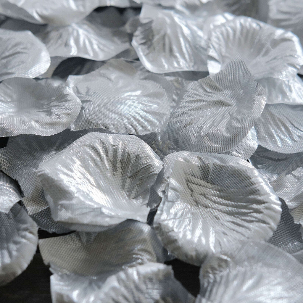 500-Pack Rose Petals Round Design Silver Silk Confetti - Decorative Scatters for Tables and Floors
