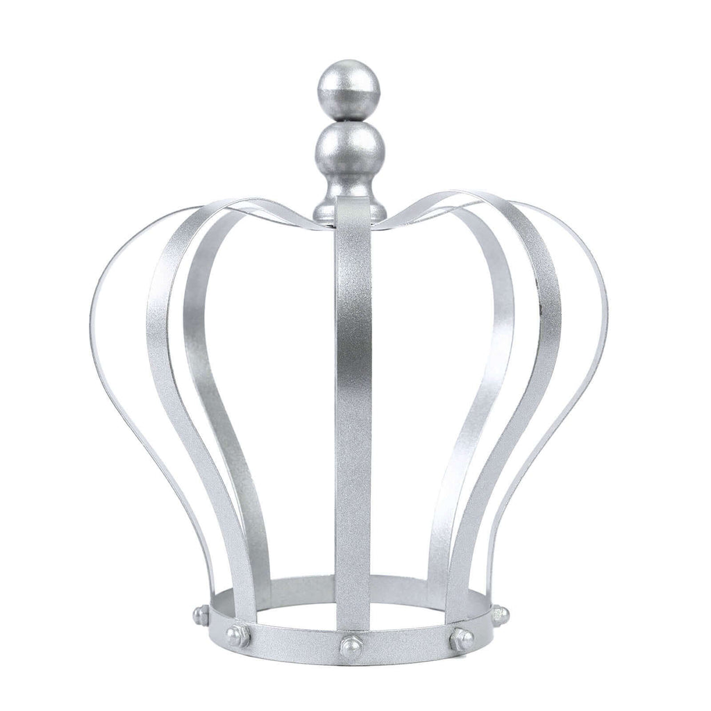 Metal Royal Crown Cake Topper Silver - Sophisticated Wedding Cake Centerpiece Decor for Themed Events 9"