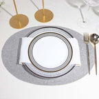 6-Pack Placemats Glitter Design Silver Sparkle Oval - Non-Slip Decorative Table Mats for Dining 12"x18"