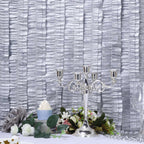 3 Rolls 28ft Silver Ruffled Tissue Paper Party Streamers, Crepe Paper Backdrop Decorations