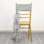 Chiffon Chair Sash with Curly Design Silver - Stylish Chair Decorations
