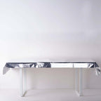 Metallic Foil Tablecloth Rectangle Silver - Decorative Disposable Table Cover 40"x90"