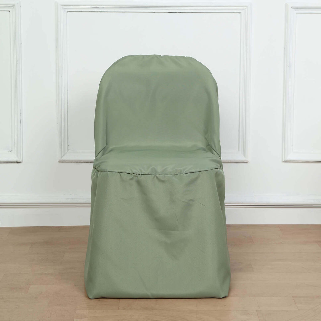 Polyester Slip On Folding Chair Covers Dusty Sage Green - Stain-Resistant Reusable Durable Fabric