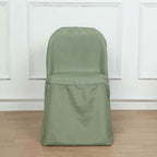 Polyester Slip On Folding Chair Covers Dusty Sage Green - Stain-Resistant Reusable Durable Fabric