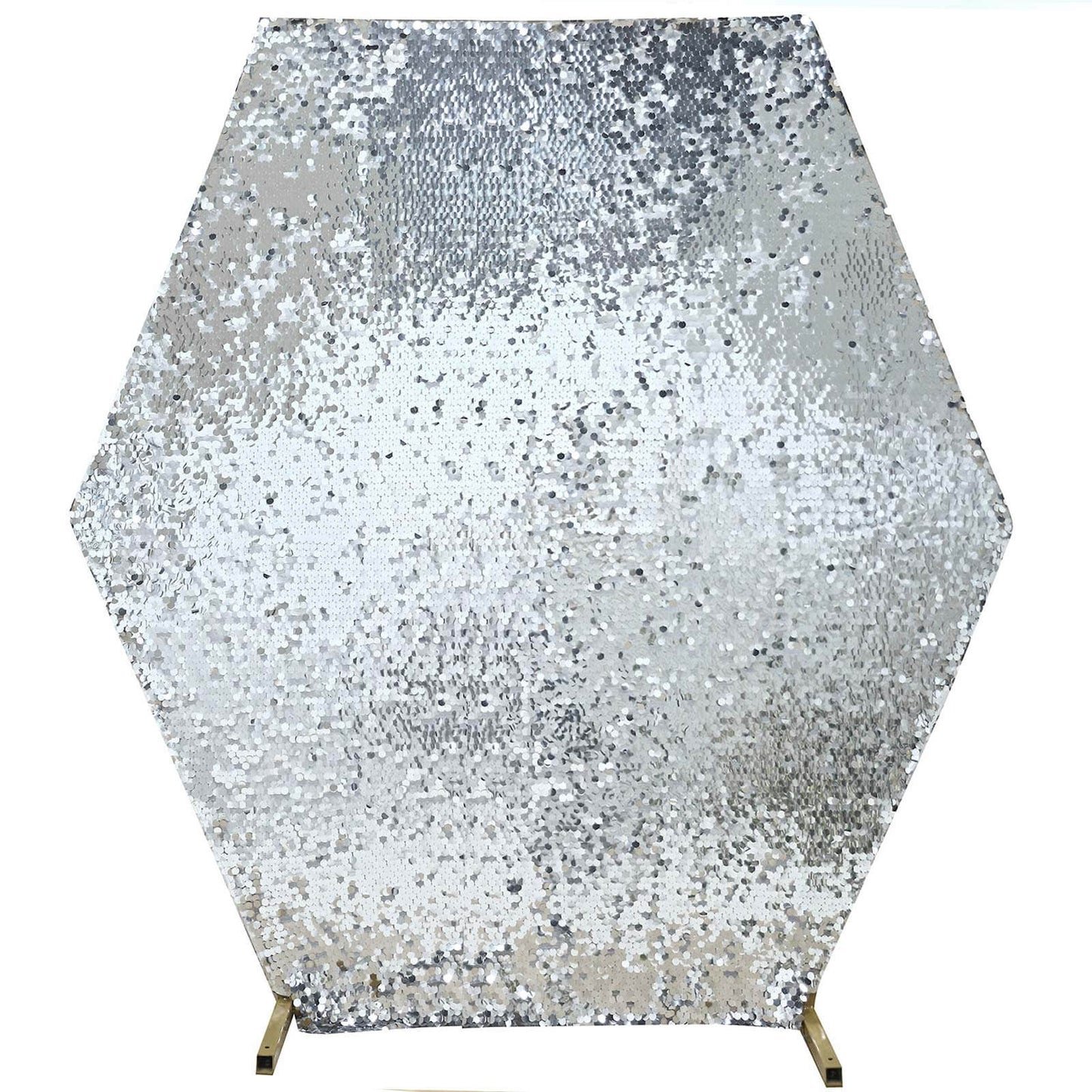 8ftx7ft Silver Big Payette Sequin Sparkly Hexagon Backdrop Stand Cover