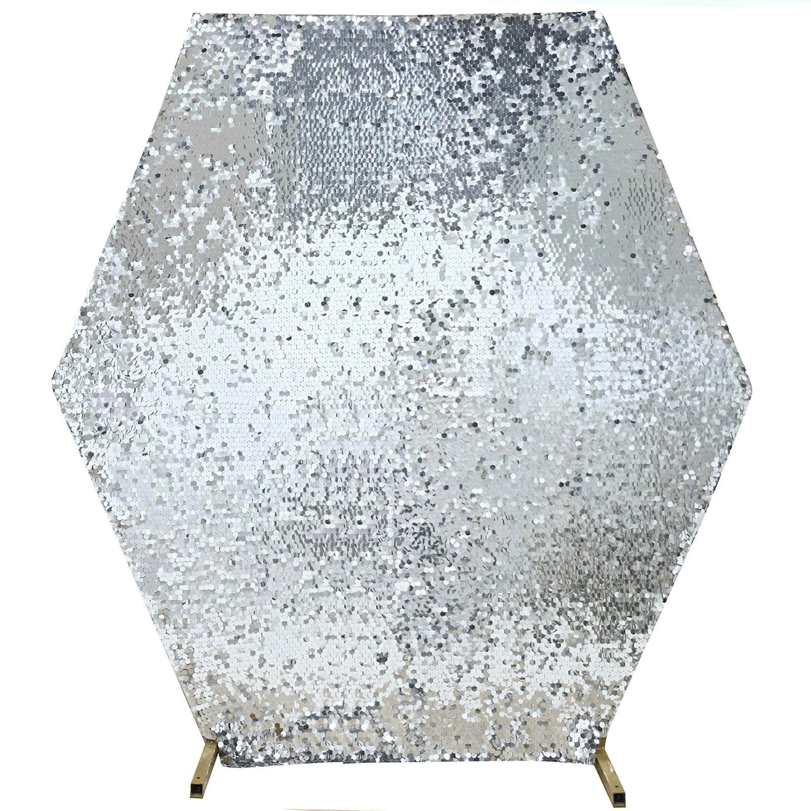 8ftx7ft Silver Big Payette Sequin Sparkly Hexagon Backdrop Stand Cover