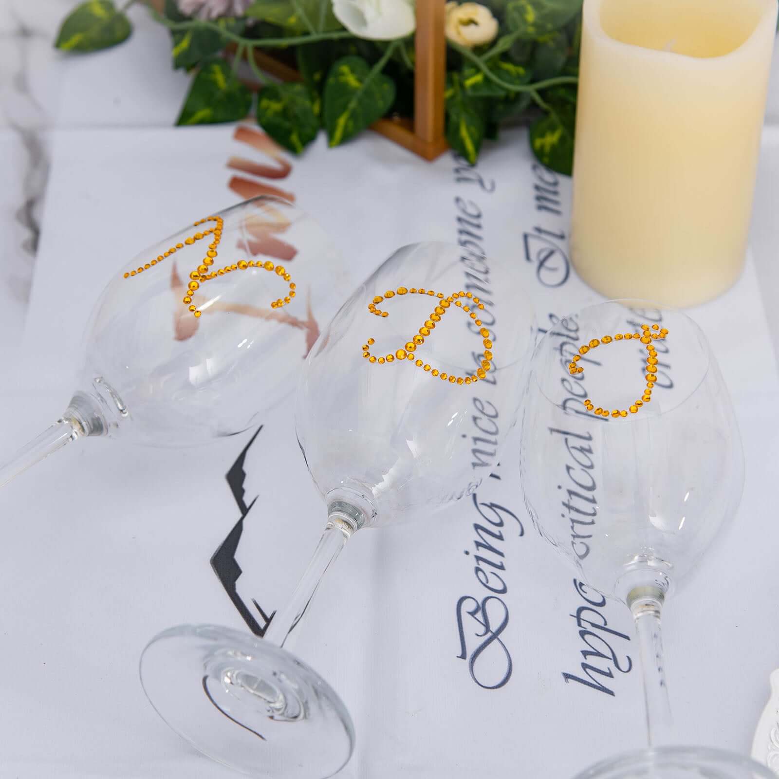 12 Pack 1.5" Gold Rhinestone Monogram Letter Jewel Sticker Self Adhesive DIY Diamond Decor - T