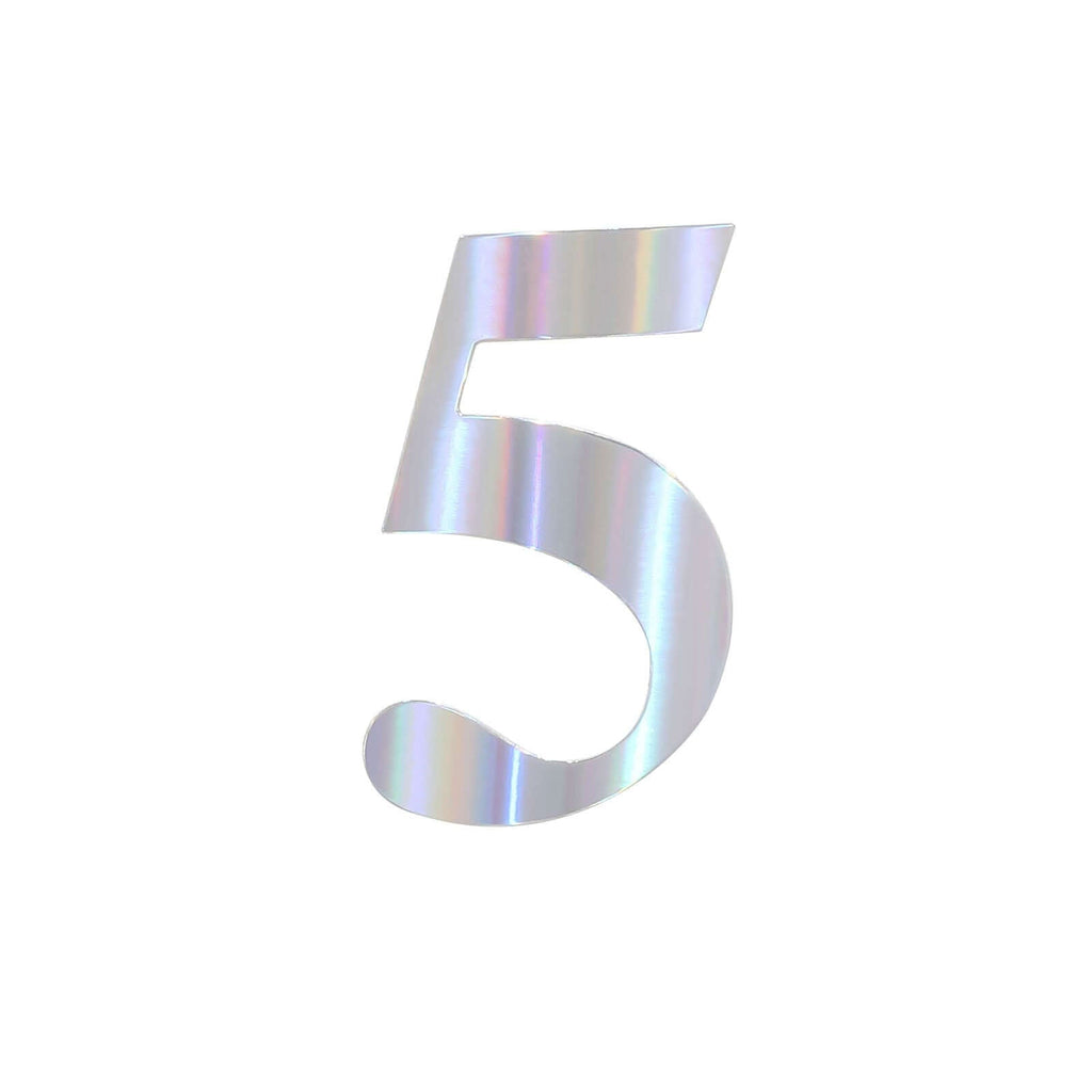 4-Pack Stickers Banner Custom 0-9 Number "5" Design Iridescent - Milestone Age and Date Stick-On Numbers 5"