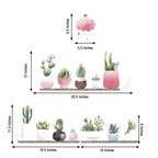 Succulent Potted Plants on Shelf Wall Decals, Peel and Stick Decor Stickers