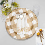10-Pack Disposable Paper Charger Plates â€“ Gold/White Buffalo Plaid 13" Round Table Chargers, 350 GSM Cardstock
