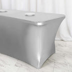 Stretch Spandex 72"x30" Rectangle Tablecloth Metallic Silver - Form-Fitting Table Cover