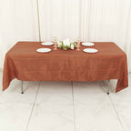 Taffeta 60"x102" Rectangle Tablecloth Terracotta (Rust) - Accordion Crinkle Table Cover