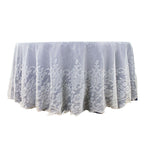 Lace 120" Round Tablecloth Ivory - Seamless Premium Design for Upscale Celebrations